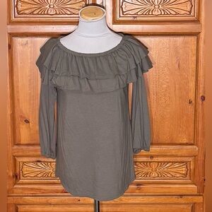J. Jill Olive Ruffle Blouse
